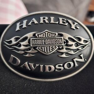 Harley-Davidson Silver and Black Belt Buckle